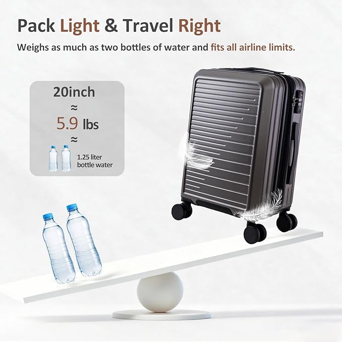 OUZZO Luggage Sets 3 Piece Expandable Suitcase Sets with Double Spinner Wheels Hardshell Lightweight PC Checked Luggage set TSA Lock for Family Trips, Business,Vacation