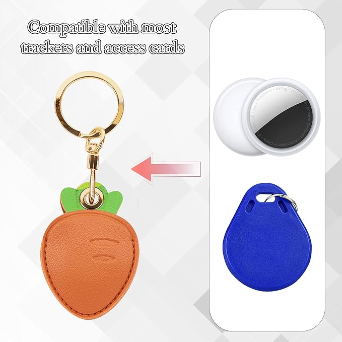 Leather Keychain Case Holder Compatible with Apple AirTag, GPS Airtag Keychain Finder Tracker with Key Ring, Anti-Scratch Protective Air Tag Cover