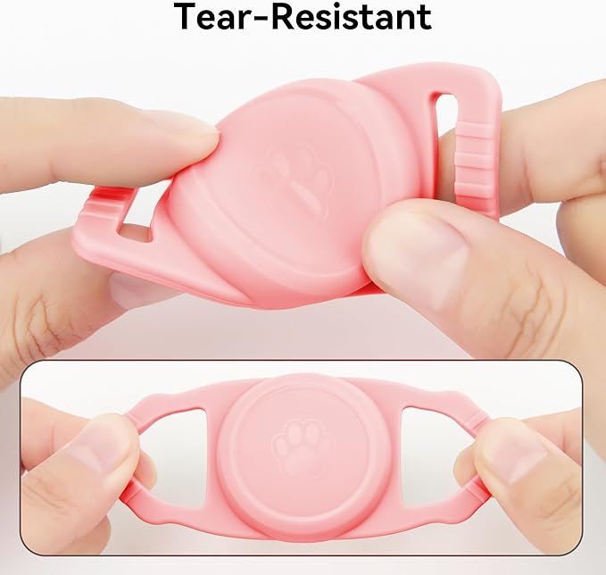 for Airtag Dog Collar Holder 2 Pack,Waterproof cat Collar Holder for Apple AirTag, Silicone Air Tags Case for Cat Dog Collars(Light Pink)