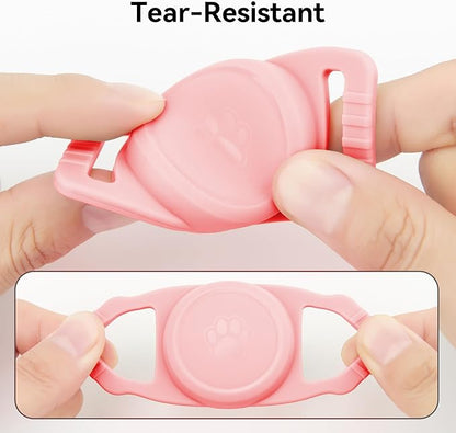for Airtag Dog Collar Holder 2 Pack,Waterproof cat Collar Holder for Apple AirTag, Silicone Air Tags Case for Cat Dog Collars(Light Pink)