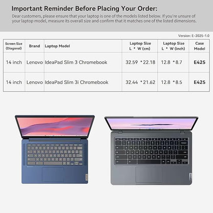 Smatree 14 inch Laptop Sleeve for Lenovo IdeaPad Slim 3i/3 Chromebook Laptop Bag with Accessory Pocket, YKK Zipper, Patented Shockproof Design (E425)
