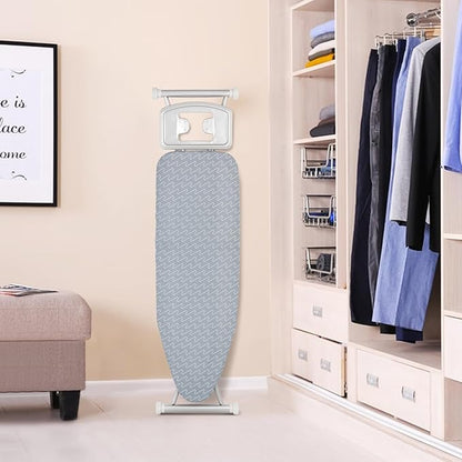 COSTWAY Ironing Board Full Size, 55” x 15” Foldable Iron Stand with Iron Rest, 7 Adjustable Heights & Removable Cover, Heavy-Duty Steel Frame, Portable Ironing Table for Small Place Home Laundry Room