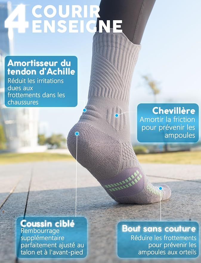 Womens Coolmax Bamboo Viscose Compression Running Crew Socks, Moisture-Wicking Anti-Blister Hiking&Gym Athletic