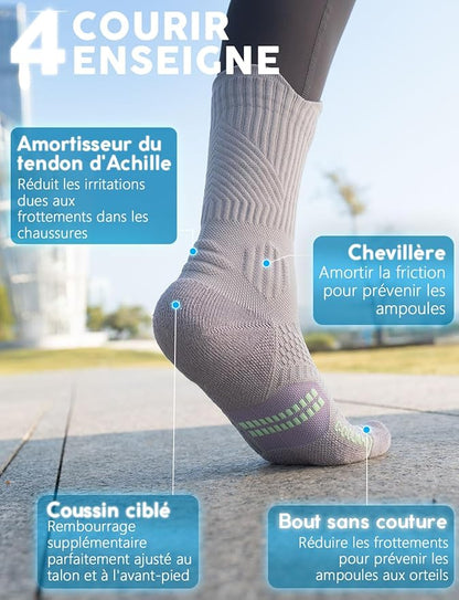 Womens Coolmax Bamboo Viscose Compression Running Crew Socks, Moisture-Wicking Anti-Blister Hiking&Gym Athletic