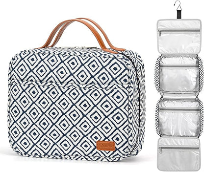 Bosidu Hanging Travel Toiletry Bag,Large Capacity Cosmetic Travel Toiletry Organizer for Women with 4 Compartments & 1 Sturdy Hook,Perfect for Travel/Daily Use/Christmas