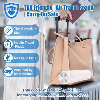 TSA Approved Insulin Travel Cooler – Compact Medication Travel Case for Diabetics – 60H Cooling for 2-3 Insulin Pens – Ideal Travel Cooler for EpiPens (White)
