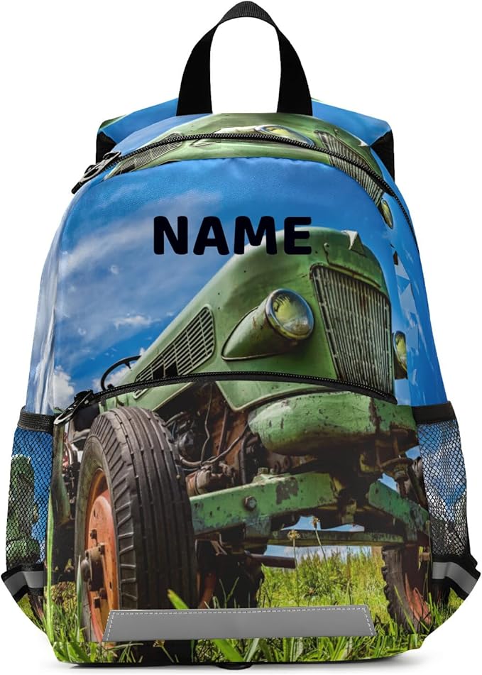 Old farm Tractor Kid's Toddler Backpack for Boys Girls Preschool Nursery with Safety Leash (012216)