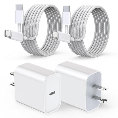 iPhone 16 15 Charger Fast Charging, 2Pack 20W PD USB C Charger Block Type C Charge with USB C to C Fast Charging Cord Woven Cable for iPhone 16/16 Plus/16 Pro/16 Pro Max/15/15 Plus/15 ProMax/iPad Pro