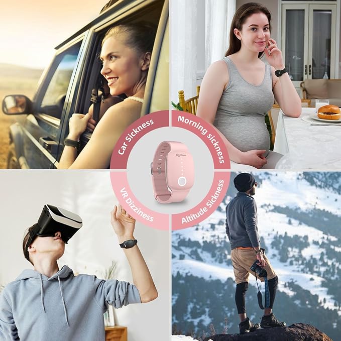 EmeTerm Fashion FDA-Cleared Relieve Nausea Electrode Stimulator Morning Sickness Motion Travel Sickness Vomit Relief Rechargeable No Gel Drug Free Wrist Bands Without Side Effects