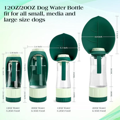 Dog Water Bottle Dispenser for Walking, Pet Water Feeder Container Portable with Drinking Cup Bowl Outdoor Hiking, Travel 20OZ Large Green