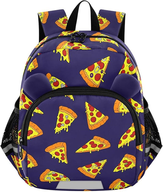 Kids Pizza Backpack Leash Preschool Backpack Small Toddler Backpacks for Girls Boys 3-6 Anti-Lost Baby Harness M