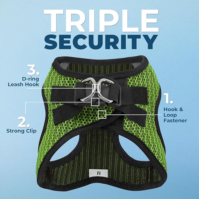 Voyager Step-in Air All Weather Mesh Harness and Reflective Dog 5 ft Leash Combo with Neoprene Handle, for Small, Medium and Large Breed Puppies by Best Pet Supplies - Lime Green (2-Tone), S