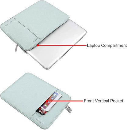 MOSISO Laptop Case 15 inch, 15 inch Laptop Sleeve Compatible with MacBook Air 15 M4 A3241 M3 A3114 M2 A2941 2025 2024 2023,Dell XPS 15,Polyester Vertical Computer Sleeve Bag with Pocket, Mint Green