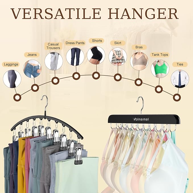 4 Pack Legging Organizer& Bra Hanger, 2 in 1 Space Saving Hangers Max 60 Leggings & Bras Capacity for Closet Organizers and Storage, Metal Yoga Pant Hanger& Foldable Wood Tank Top Organizer