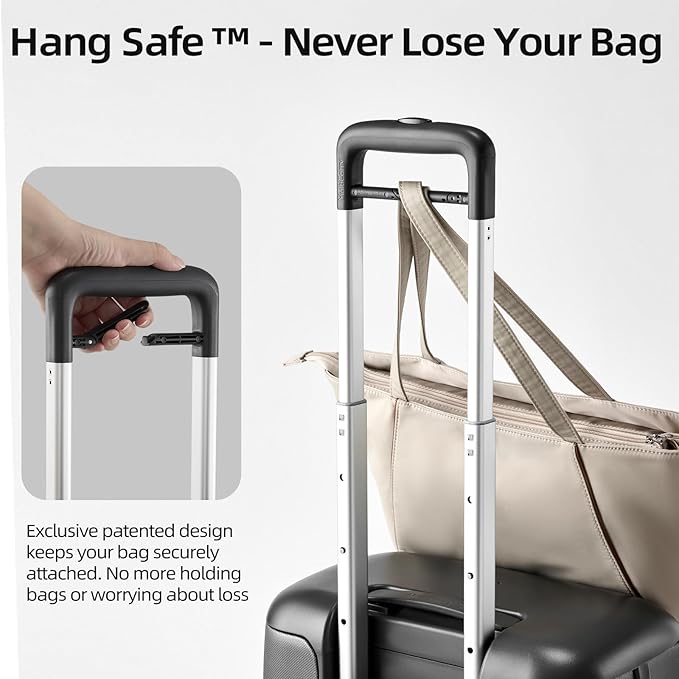 Hang Safe Checked Luggage 24 inch,PC Hard Shell Lightweight Zipperless Suitcases,360° Spinner Wheels,TSA Locks USB Charging Port,Top Travel Seat,Checked-Medium 80L Grey