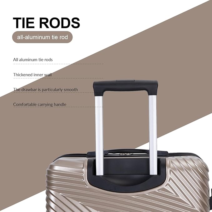 Luggage Sets 3 Piece, Hardside PC ABS Suitcase Set with Spinner Wheels, Lightweight Travel Carry-on and Checked Luggage, 3-Piece Set(20/24/28), Gold