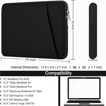 Laptop Sleeve Case 13 Inch, Upgrade 14 inch Laptop Cover for Apple MacBook Pro 2022, Durable Notebook Cover Shockproof Protective Bag Compatible with MacBook Air/Pro Retina 13.3 Inch, Black