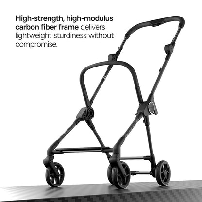 Mompush Nexis Carbon Travel Stroller, Ultra-Lightweight 11.5 lbs, Compact & Airplane Carry-On Approved, One-Second Auto-Fold, One-Hand Full Recline, from Birth to 50 lbs, JPMA Certified