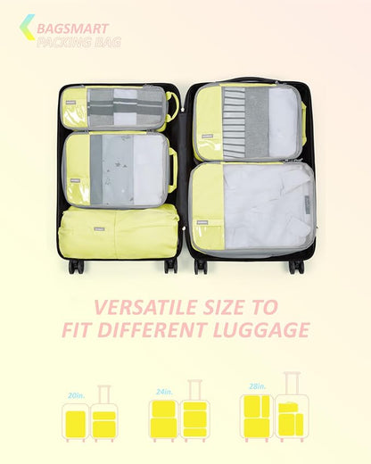 BAGSMART 6 Set /4 Set/2 Set Compression Packing Cubes for Travel, Lightweight Luggage Organizer Bags, Durable Space Saver Bags Travel Essentials