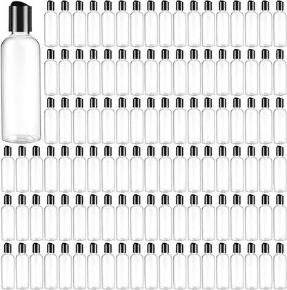 Roshtia 100 Pcs 3.4 oz Travel Bottles for Toiletries Clear Plastic Travel Size Containers Leak Proof Empty Refillable Liquid Containers Squeezable for Lotion Face Cream Shampoo Essential Oil (Black)