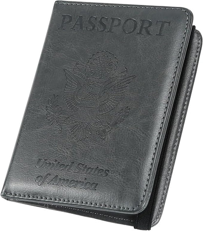 ILIYAH-Passport Cover-Passport Holder for Travel Women/Men Passport Wallet Case Travel Accessories Card Holder Wallet Unisex Travel Gifts(Deep Grey)
