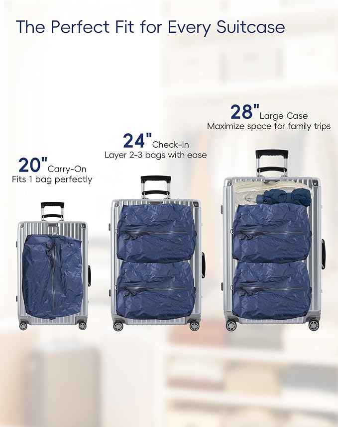 Travel Vacuum Bags with Wireless Pump, Reusable Vacuum Compression Bags for Suitcase, Space Saver for Luggage, Airtight & Waterproof, Perfect for Frequent Travelers & Business Trips (1-Pack)