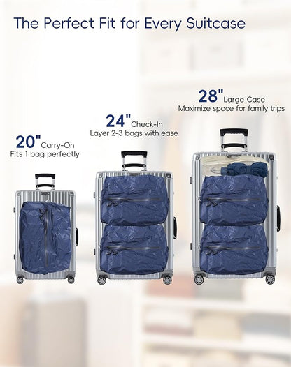 Travel Vacuum Bags with Wireless Pump, Reusable Vacuum Compression Bags for Suitcase, Space Saver for Luggage, Airtight & Waterproof, Perfect for Frequent Travelers & Business Trips (1-Pack)