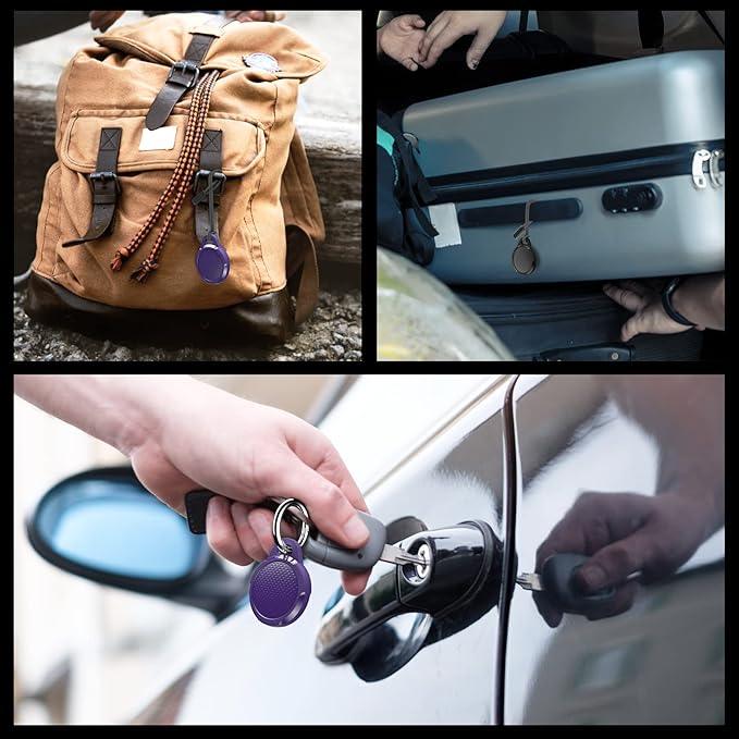 Waterproof Case for Airtag, 4 Pack Air tag Keychain Holder Compatible with Apple AirTags, Durable Protective Case with Keyring/Strap for Luggage, Backpack, Dog Collar, Black/Purple
