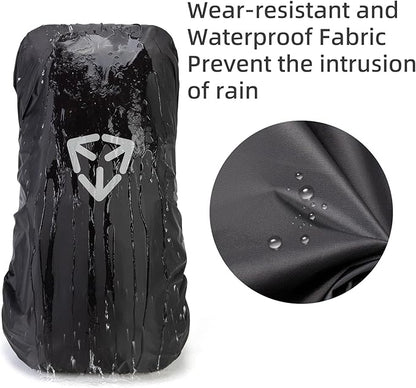 Backpack rain cover, waterproof backpack rain cover, suitable for 30L-70L backpacks, reinforced cross buckle, 2000mm waterproof level，Black (L)