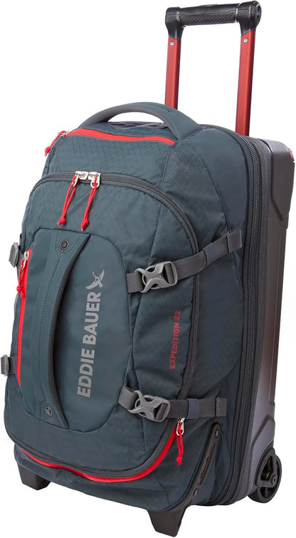 Eddie Bauer Expedition Rolling Duffel Bag with Wheels | Travel | Carry-On | Luggage | Rugged | Durable - Storm, 22"