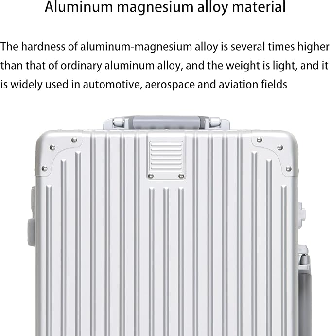 Metal All Aluminum Carry-on Luggage TSA Customs Lock Zipperless Silent Rotary Wheel Business Suitcase Aluminum Frame Set (titanium gold, 20 '')
