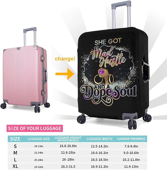 Travel Suitcase Protector Black Girl Elastic Protective Washable Luggage Cover With Concealed Zipper Suitable For 18-32 Inch (S (for 18--21 inch luggage))