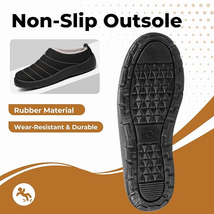 Mishansha Mens Womens House Slippers Warm Fur Lined Winter House Shoes Slip on Cozy Indoor Outdoor Slipper