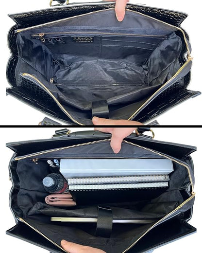 JKM and Company Alligator Compatible With Computer iPad, Laptop Tablet Rolling Tote Bag Briefcase Carryall Bag