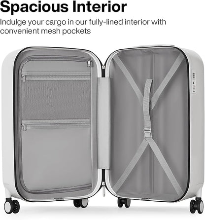 mixi 20 Inch Carry On Luggage PC Hardside Suitcases with Wheels & TSA for Travel Woman Men, Smoke White