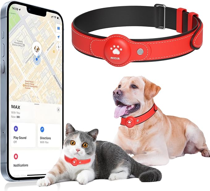 GPS Tracker for Dogs&Cats, 2 in 1 Pet Tracking Smart Collar (Only iOS), No Monthly Fee GPS Tracker Dog Collar, Real-time Location Comfortable PU Tracker for Small, Medium Large Dogs(Locator Included)