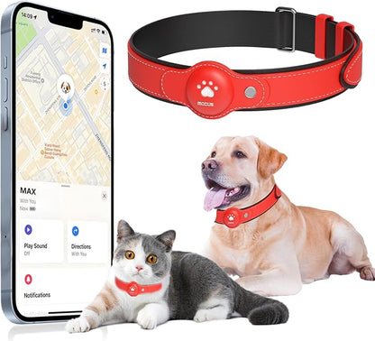 GPS Tracker for Dogs&Cats, 2 in 1 Pet Tracking Smart Collar (Only iOS), No Monthly Fee GPS Tracker Dog Collar, Real-time Location Comfortable PU Tracker for Small, Medium Large Dogs(Locator Included)