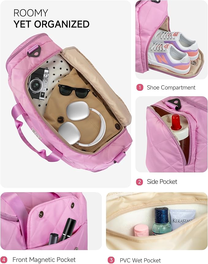 Christmas Stocking Stuffer Ideas for Women Teen Girls, Initial Duffle Bag, Dance Bag with Makeup Pouch, Personalized Gift for Her, Teen Girl Gifts Trendy Stuff, Travel Essentials