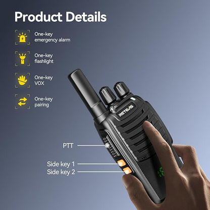 Retevis H-777H 2 Way Radio,Walkie Talkies for Adults 10 Pack with 10 Way Multi Charger,Hidden Display,Charging Progress Visible,Compact, Handheld Two Way Radios Rechargeable for Event Security