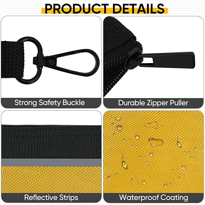 TICONN Tool Pouches with Zipper, 1680D Oxford Small Tool Bags, Waterproof Utility Bag Zipper Pouch for Tool Organizers and Storage (3 Pack Large)