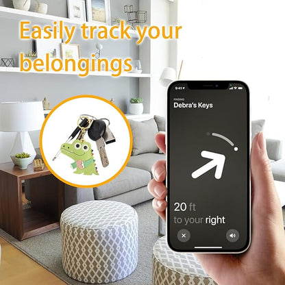Leather Keychain Case Holder Compatible with Apple AirTag, GPS Airtag Keychain Finder Tracker with Key Ring, Anti-Scratch Protective Air Tag Cover