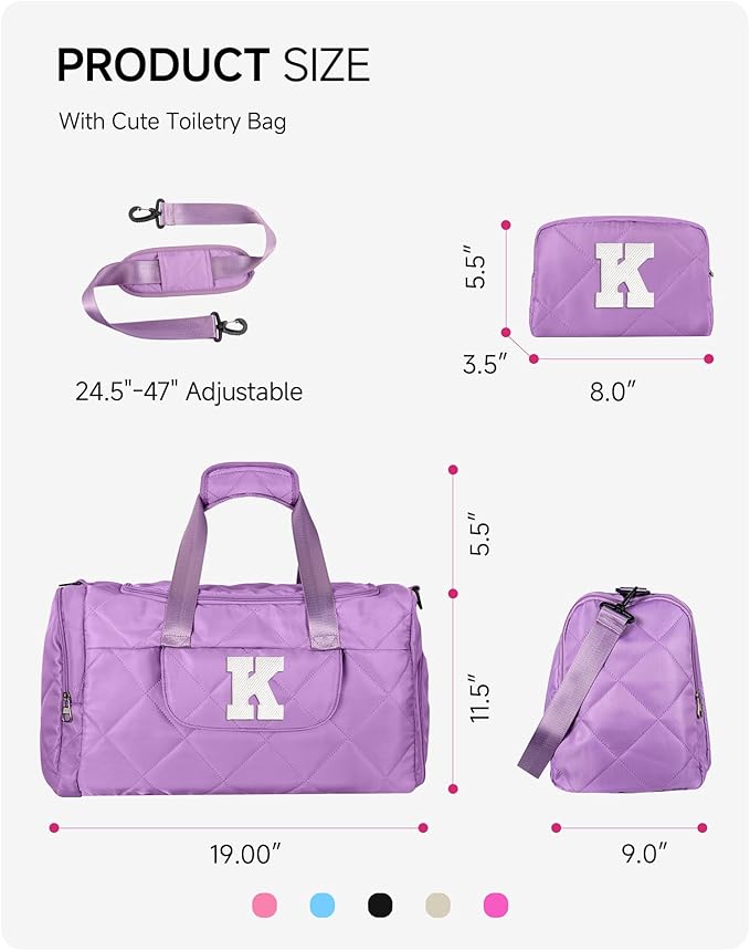 Birthday Gifts for Teen Girls Women, Initial Duffle Bag for Travel, Stocking Stuffers for Teen Girls, Unique Weekender Bag, Gym Bag with Wet Separation, Gift Idea for Christmas, Girl Weekend