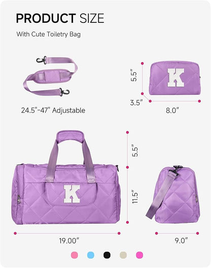 Birthday Gifts for Teen Girls Women, Initial Duffle Bag for Travel, Stocking Stuffers for Teen Girls, Unique Weekender Bag, Gym Bag with Wet Separation, Gift Idea for Christmas, Girl Weekend
