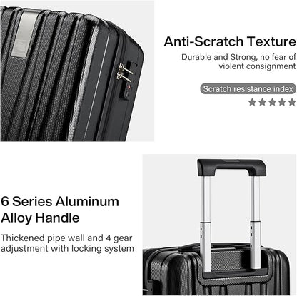 Hanke 16 Inch Underseat Carry on Suitcases with Wheels,Lightweight Hard Shell Carry on Luggage for Weekender,Travel Approved Small Suitcase,Travel Luggage for Womem Men,Jet Black.