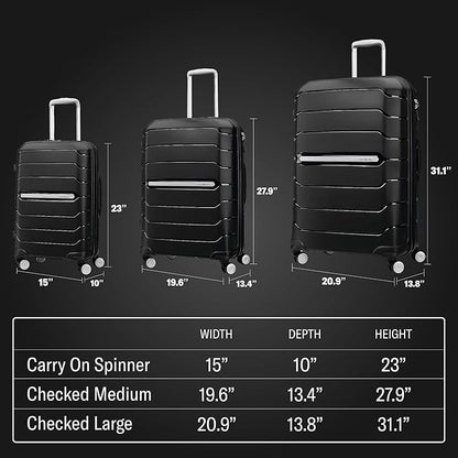 Samsonite Freeform 24-Inch Medium Luggage with Dual 360° Spinner Wheels - Checked Suitcase - TSA Lock, Airline-Approved - Durable Polypropylene Expandable Hardshell for Lightweight Travel - Black