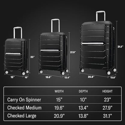 Samsonite Freeform 2-Piece Luggage Set - Carry-On & Large Checked Luggage with Dual Spinner Wheels - Durable Polypropylene Hardshell - TSA Lock, Airline-Approved - Expandable - Amethyst Purple