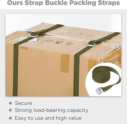 Riakrum 15 Pack 16 Feet Lashing Straps Adjustable Kayaks Tie Down Cam Buckle Straps with Buckles up to 250lbs for Cargo, Luggage, Motorcycles, Truck, Car Roof Rack, Sup Surfboard(Army Green)