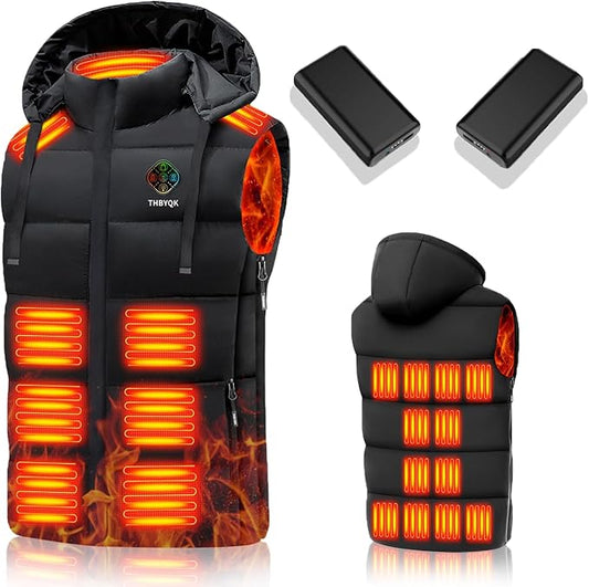 21 Heated Zones Heated Vest, with 40000mAH 7.4V Battery Pack Heated Vest for Men & Women, 5 in 1 Smart Controller