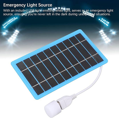 Yosoo 5W Solar Panel Charger for Phone, USB Port and LED Light, Small & Lightweight Power Bank for Outdoor Camping, Hiking, Fishing