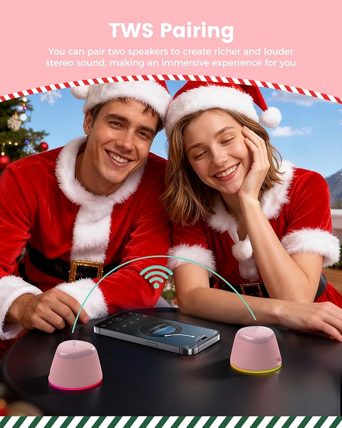 Portable Speaker Stocking Stuffers Teens: White Elephant Gifts for Adults Men Women, Loud Bluetooth Speakers Phone Accessories Stand, Birthday Christmas Ideas Gift Boy Girl Trendy Stuff-Rose Pink